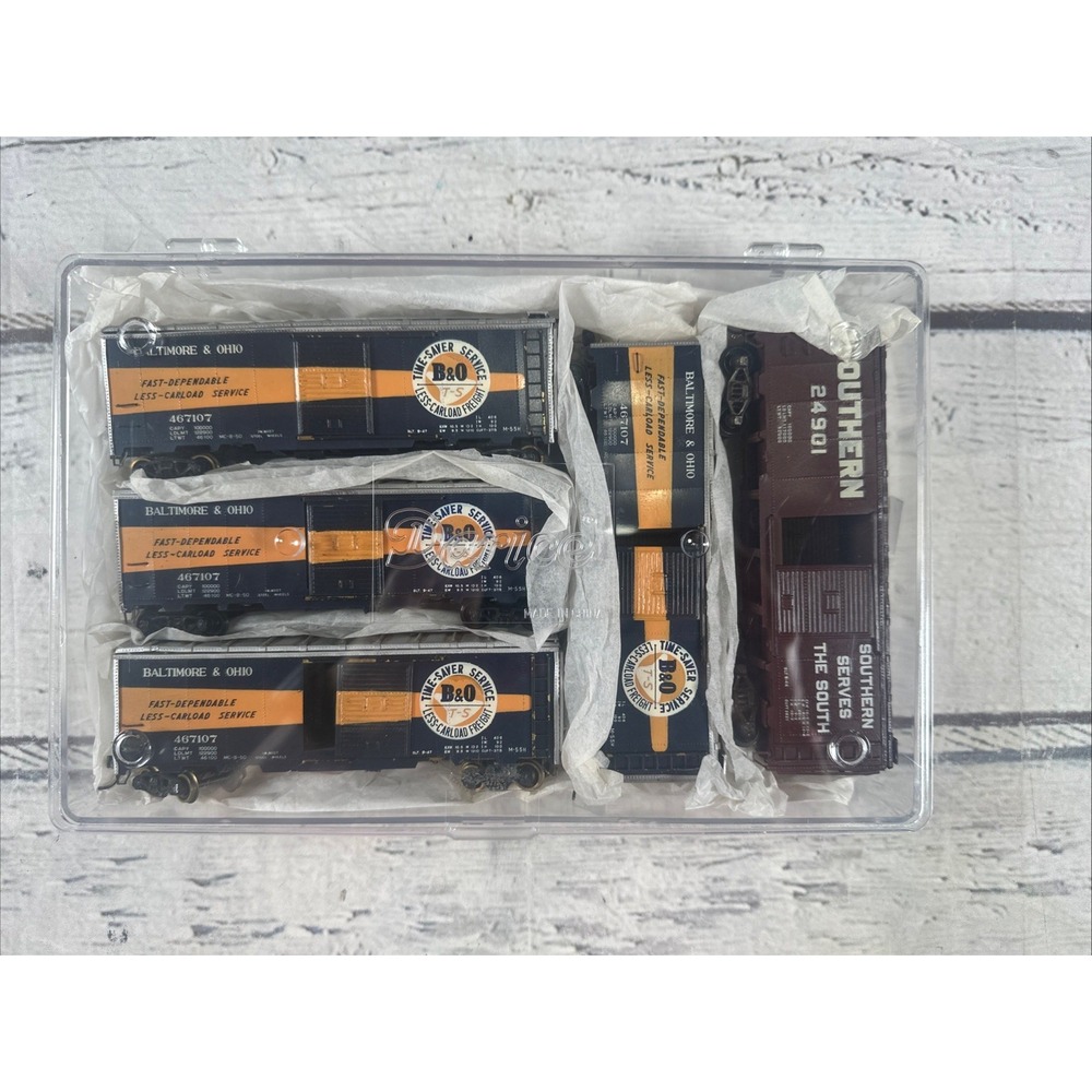 HO Scale 5 Freight Car Lot B&O Time Saver Service & Southern Boxcars Exc Cond